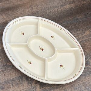 Vietri, Italy! Fiori Di Bosco 5-Part Relish Tray Oval Serving Dish